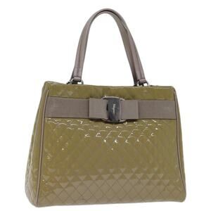 Salvatore Ferragamo Hand Bag Enamel Beige